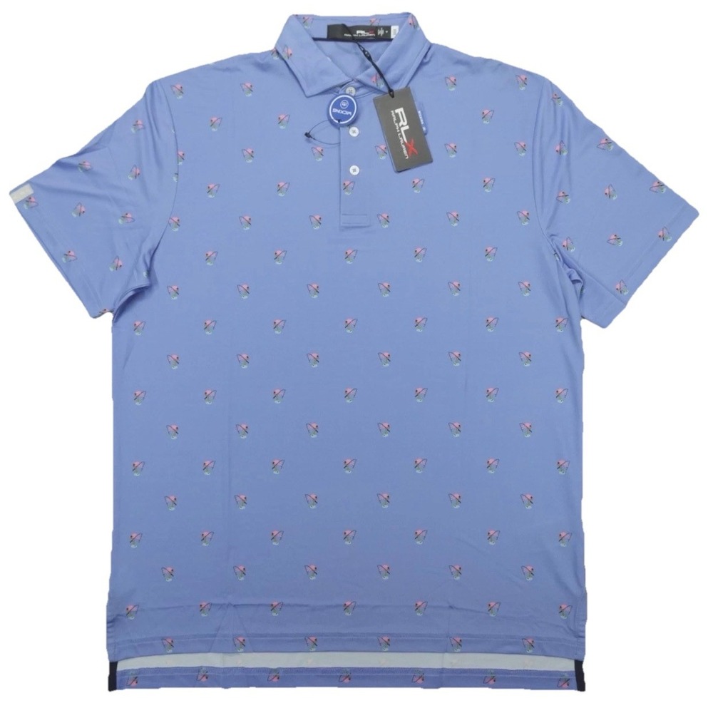 *NEW Men's Size LARGE Ralph Lauren RLX Performance Polo Golf Shirt Flamingo Blue